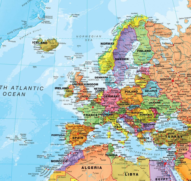 Maps International خريطة العالم الدولية - ملصق خريطة العالم - تغليف أمامي - 47 × 33 - محدث 2025 - Image 4